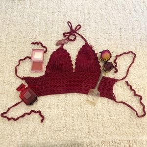 Handmade maroon crop top/tank